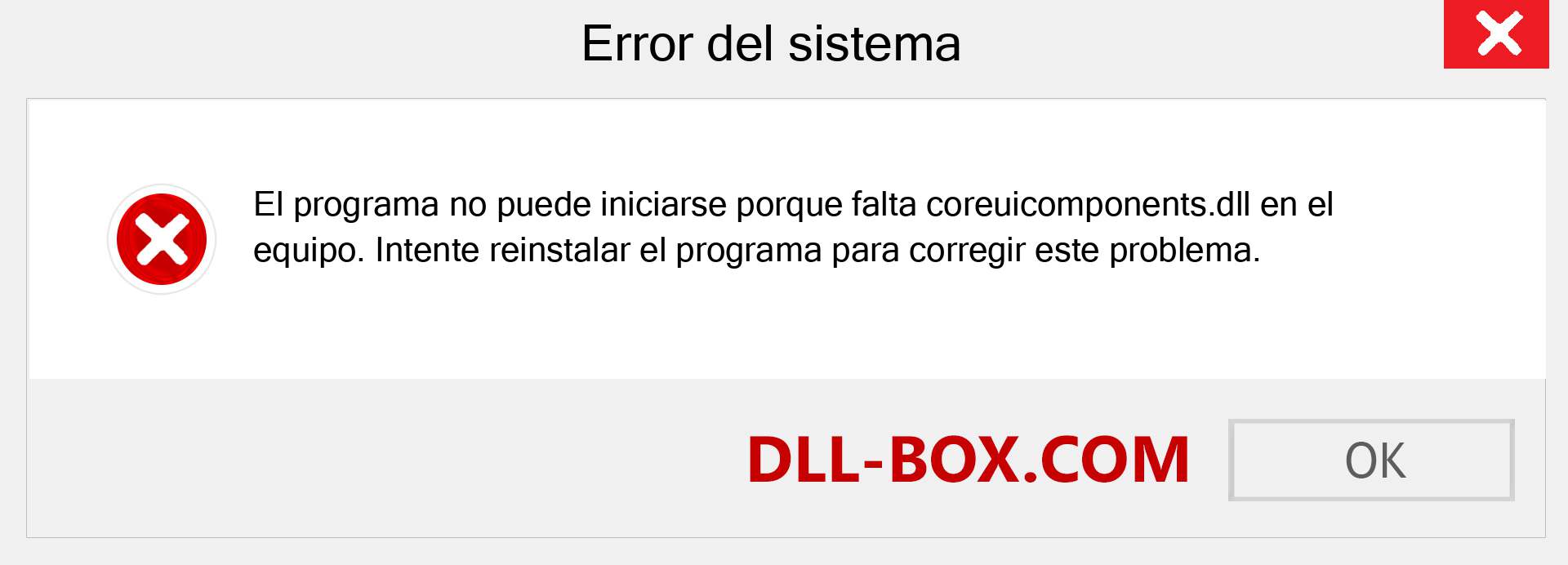 ¿Falta el archivo coreuicomponents.dll ?. Descargar para Windows 7, 8, 10 - Corregir coreuicomponents dll Missing Error en Windows, fotos, imágenes